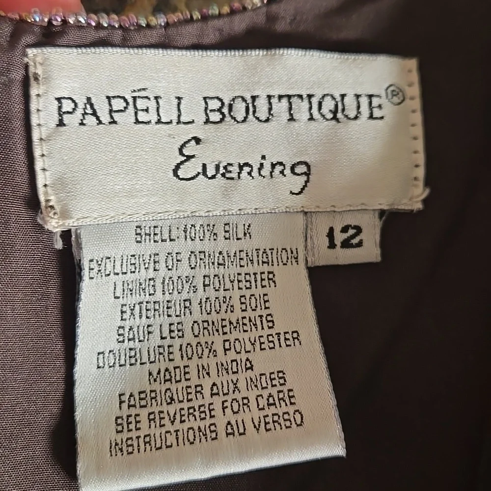 Vintage Papell Boutique Beaded Silk Slip Dress Brown 1920s Gatsby Evening Size 8 - Picture 9 of 10